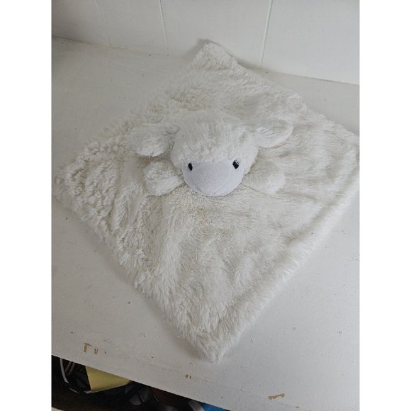 Manhattan Kids Baby Lovey Security Blanket White Lamb Sheep Brown Ears 13 Inches - Picture 1 of 6